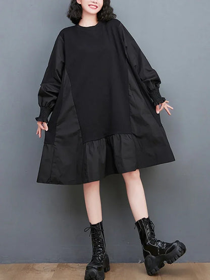 XITAO Loose O-neck Patchwork Female Dress Fashion Trend Street Wind Women Autumn Casual Pullover Simplicity Dress 2023 LYD1042