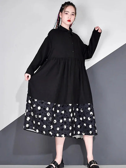 XITAO High Waist Dress Fashion New Patchwork Pleated Pullover Spring Autumn Elegant Casual Style Plus Size Dress ZY2126