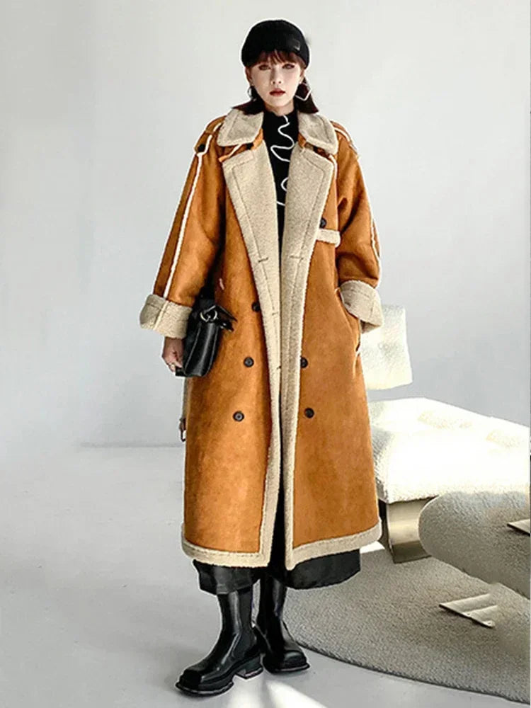 XITAO Personality Coat Double Breasted Keep Warm Turtleneck Long Style Elegant Temperament Women Coat Spring FBB1113