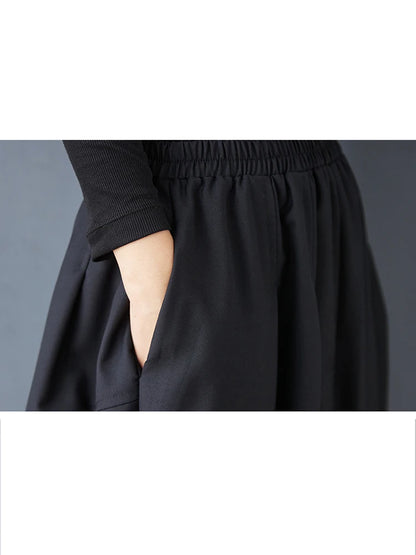 XITAO A-line Casual Solid Color Mid-calf Women Skirt Irregular Loose Thin Fashion Elastic Waist Fold Autumn Female Skirt GMM1026