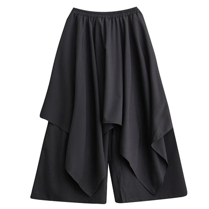 XITAO Asymmetrical Patchwork Wide Leg Pants Loose Fashion Black Street Trendy Personality New Women Pants Spring DMJ3983