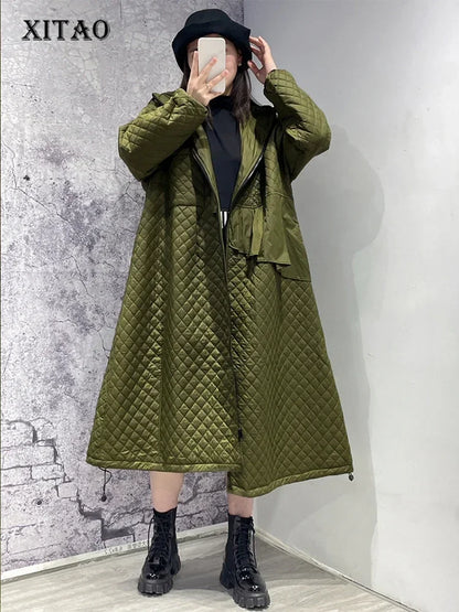 XITAO Solid Parkas Coat Fashion New Women Single Breast Full Sleeve Spring Goddess Fan Casual Style Loose Coat JL0224