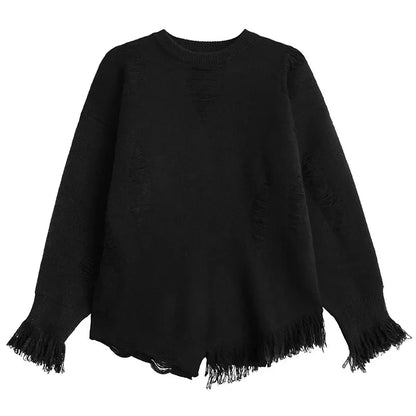 XITAO Irregular Hole Solid Color Female Sweater O-neck Full Sleeve Loose Casual Hollow Out Knitting Women Sweater New ZYY1026