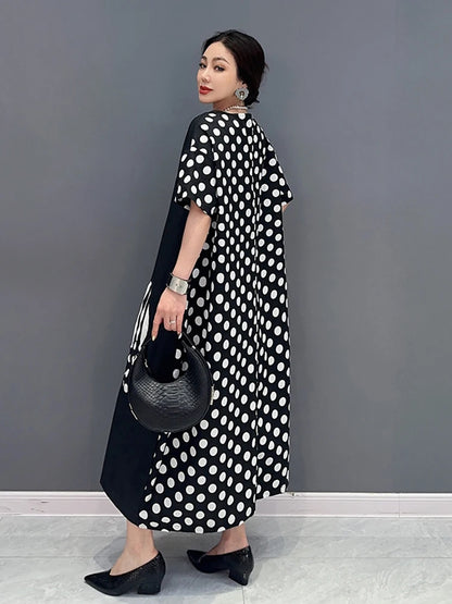 XITAO Korea Striped Dresses Patchwork Female Appear Thin Summer Women New Arrival Fashion All Match O-neck DMJ1159