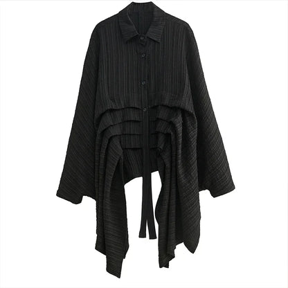 XITAO Personality Irregular Shirt Solid Color Fashion Loose Simplicity Pleated Splicing Bat Wing Sleeve Women Top WLD9412