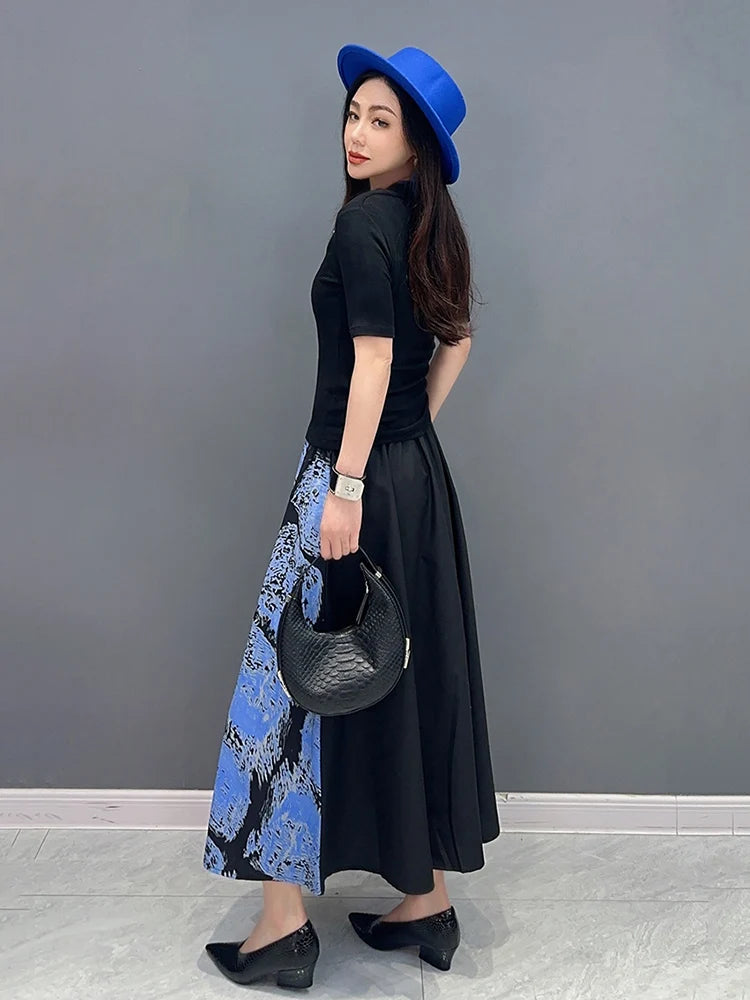 XITAO Printed Casual Skirt Elastic Waist Simplicity Ladies Elegant Loose Size Spring Summer Fashion Women New Skirt LYD1706