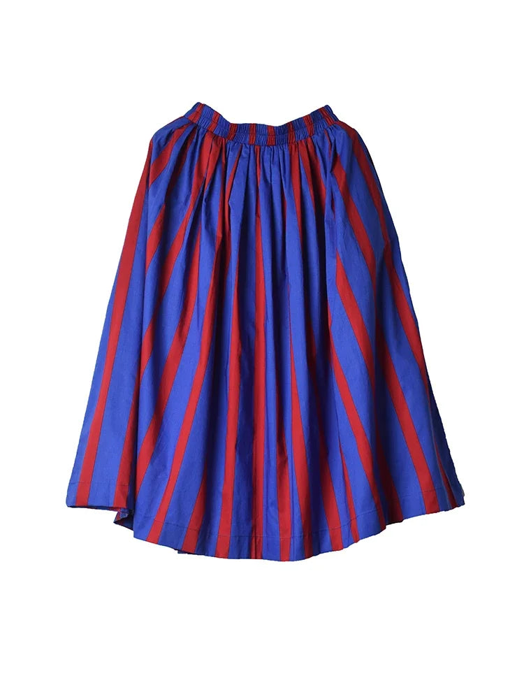 XITAO Casual Striped Skirt Loose Fashion Simplicity Summer New Temperament All-match Fashion Contrast Color Skirt ZY4491