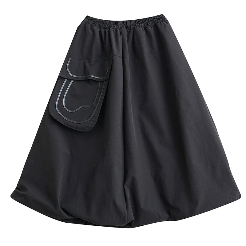 XITAO Patchwork Big Pocket Elastic Waist Female Skirt Loose Casual All-match Personality Autumn Women New Fashion Skirt ZY8893