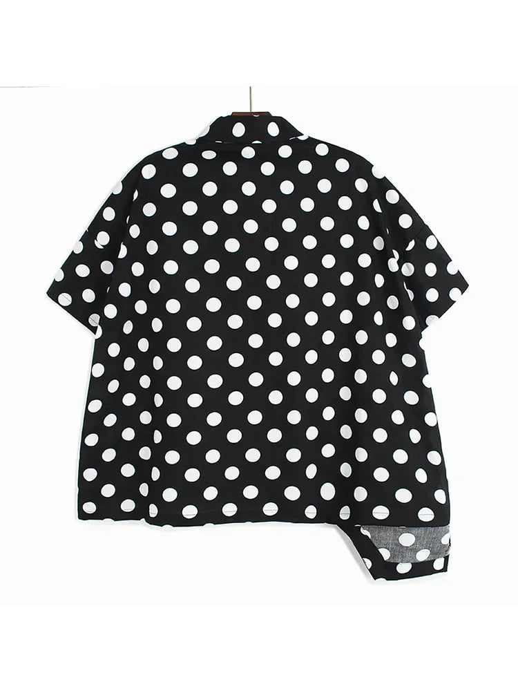 XITAO Single Breasted Shirt Women Korea 2024 Summer New Personality Fashion Loose Turn-down Collar Short Sleeve Shirt WMD5760