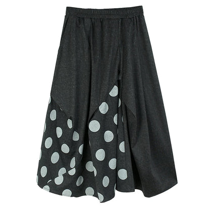 XITAO Patchwork Elastic Waist A-line Skirt Polka Dot Casual Loose All-match Slimming Summer Women New Fashion Skirt GJ1007