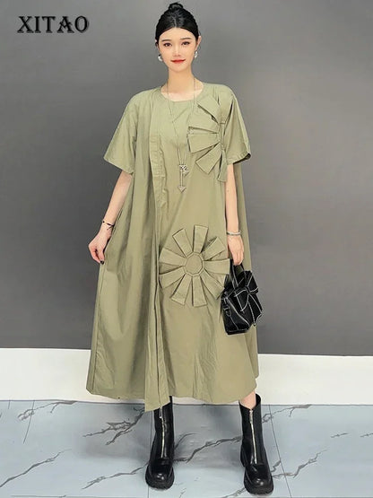 XITAO Casual Patchwork O-neck Dress Trend Solid Color All-match Women Autumn New Simplicity Loose Temperament Dress GYX1013