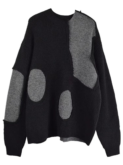 XITAO Patchwork Big Dots Women Sweater Loose Casual Pullover Full Sleeve Autumn Fashion Top Female Loose Trend Sweater ZYY1018