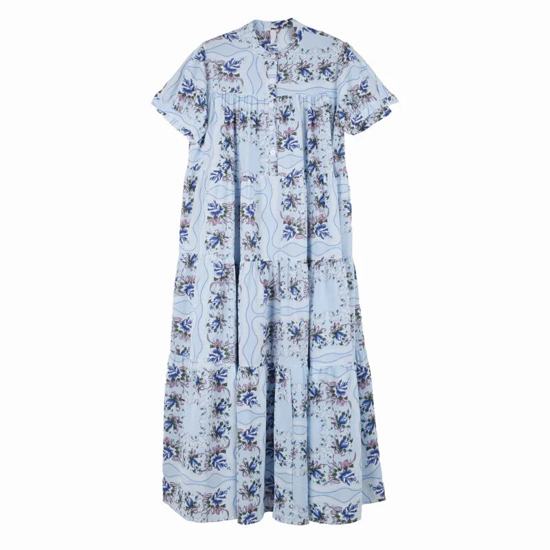 XITAO Print Pattern Dress Fashion New Women Chiffon Irregular Patchwork Hit Color Small Fresh Casual Style Dress CLL1400