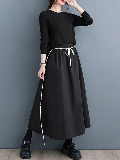 XITAO Loose Simplicity Skirt Personality Bandage Women Spring Summer New Arrival Casual Trend Elastic Waist Skirt LYD1226