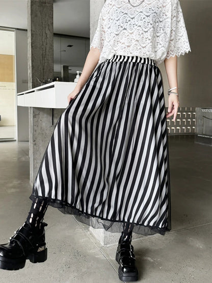 XITAO Vintage Patchwork Gauze Skirt Fashion Dot Women Summer New Loose All-match Slimming A-line Simplicity Skirt ZY8764