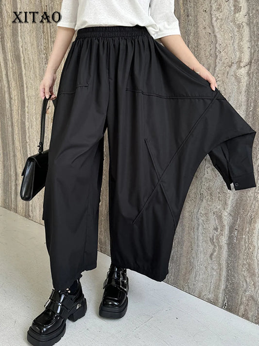 XITAO Asymmetrical Casual Female Pants Loose Fashion Personality Patchwork Solid Solid Women Pants Summer Street Trendy ZY8841