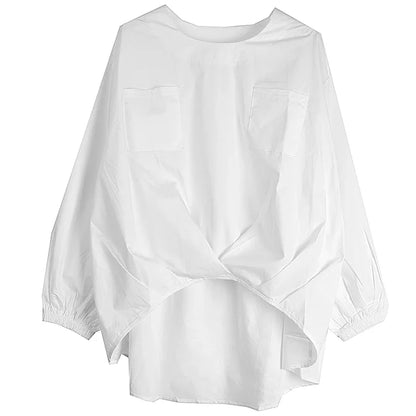 XITAO O-neck Irregular Full Sleeve T-shirt Solid Color Loose Casual Fashion Simplicity Autumn All-match Women New Top GJ1070