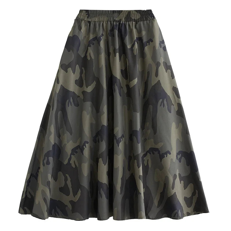 XITAO Casual Print Skirt Temperament Camouflage All-match Women Summer New Arrival A-line Loose Trend Fashion Skirt HQQ0843