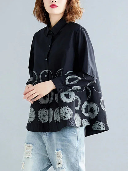 XITAO Loose Dot Shirt Fashion Simplicity Print Trend Street Wind Women Autumn New Arrival Korea Long Sleeve Top DMJ2165