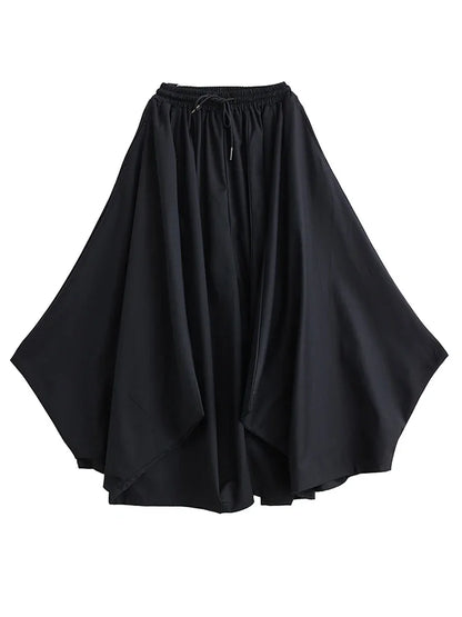 XITAO Personality Irregular Women Pants Layered Pleated Trouser Legs Design Black Loose Fashion Big Bloomer Pants DMJ3646