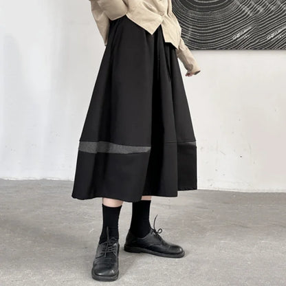 XITAO Casual Fashion Loose Solid Color Skirt Patchwork A-line Mid-calf Contrast Color New Arrival Autumn Women Skirt ZYY1109