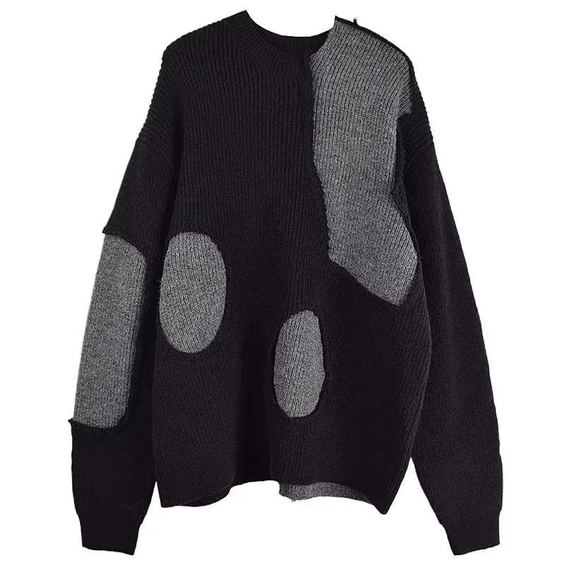 XITAO Loose Patchwork Casual Female Sweater O-neck All Match Full Sleeve Solid Color Pullover Fashion Lazy Style Sweater ZYY1072