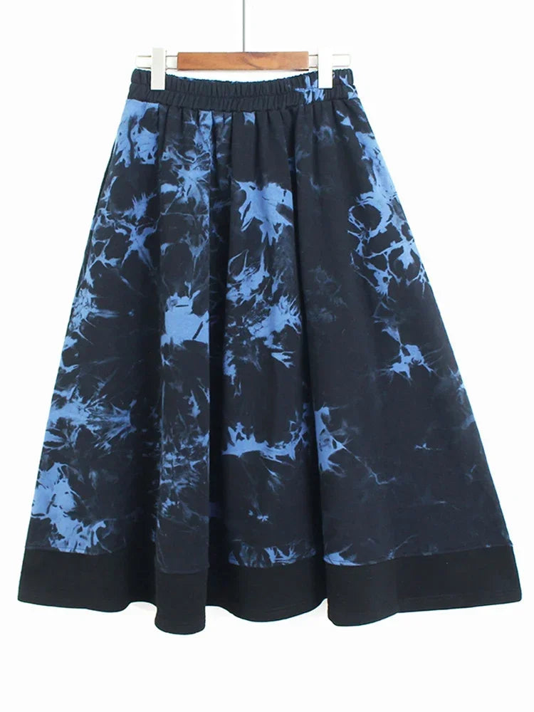 XITAO Irregular Contrast Color Print Skirt Loose Fashion Simplicity Casual Street Trendy Spring All-match Women Skirt SMH1492