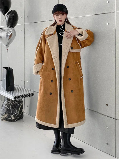 XITAO Personality Coat Double Breasted Keep Warm Turtleneck Long Style Elegant Temperament Women Coat Spring FBB1113