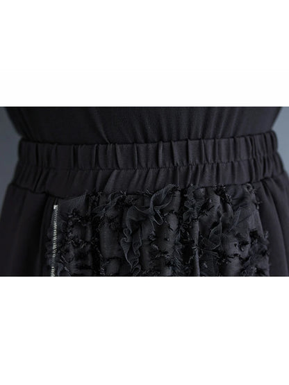 XITAO Korea Casual New Arrival A-line Women Skirt Loose Mid-calf Patchwork Black Autumn Design Female Skirt All Match GMM1007