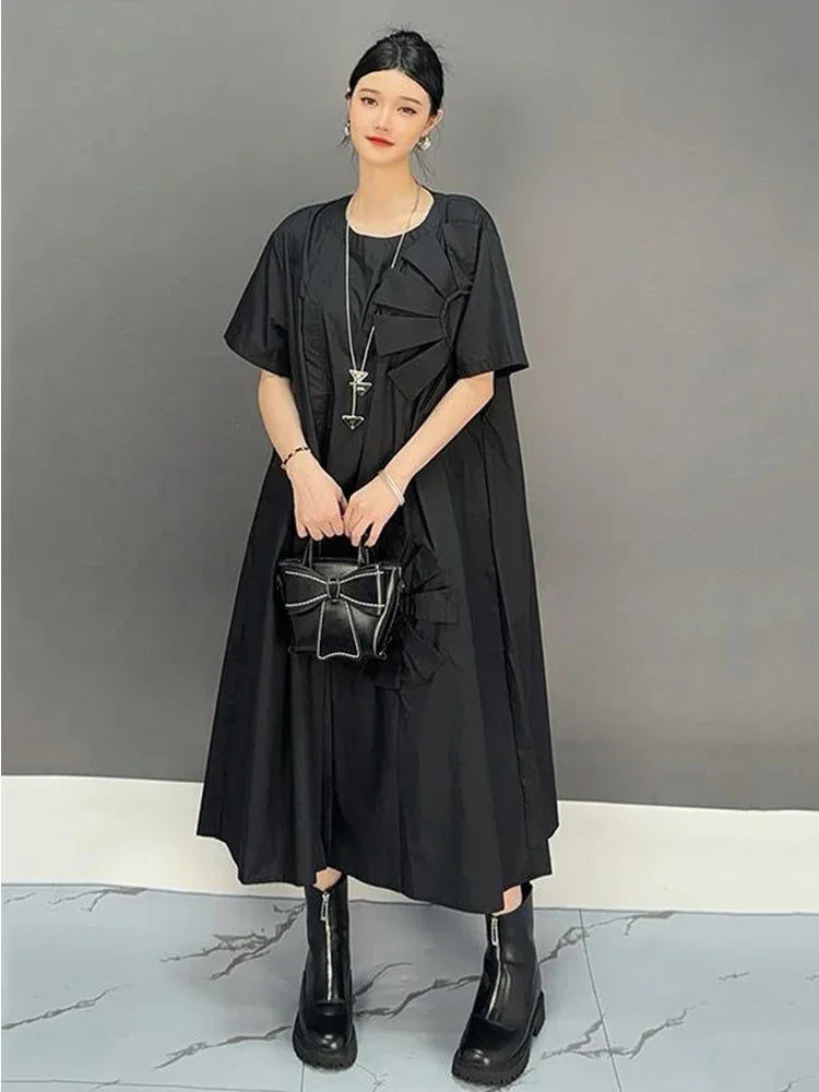 XITAO Casual Patchwork O-neck Dress Trend Solid Color All-match Women Autumn New Simplicity Loose Temperament Dress GYX1013