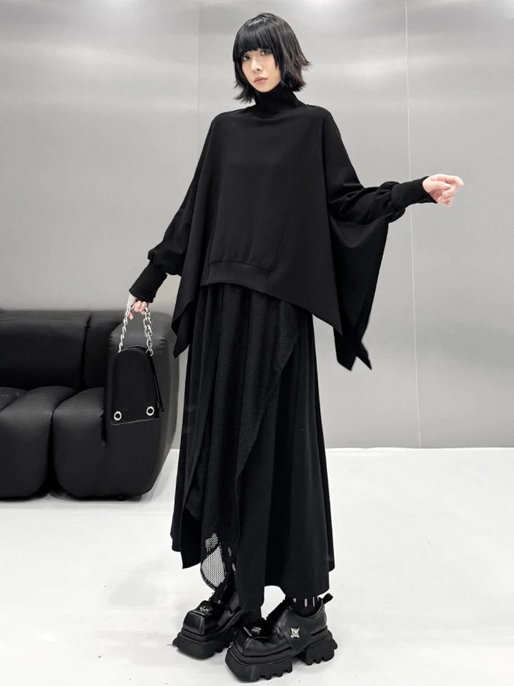 XITAO Casual Full Sleeve A-line Elastic Waist Ankle-length Matching Set Black Series Fashion Autumn Female Dress Set GMM1061