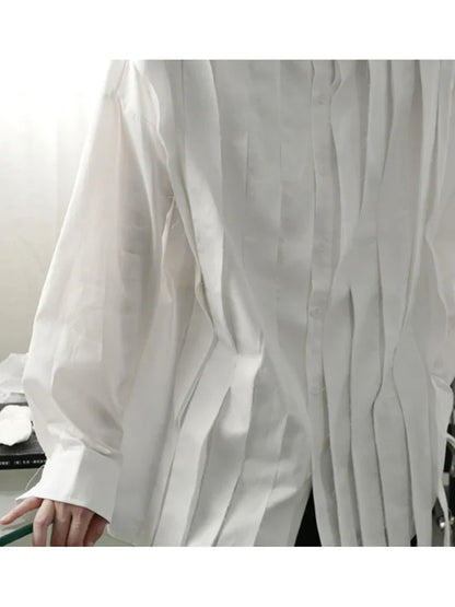 XITAO Tassel White Blouse Fashion New Full Sleeve Autumn Single Breast Pleated Small Fresh Casual Style Loose Shirt ZP2055