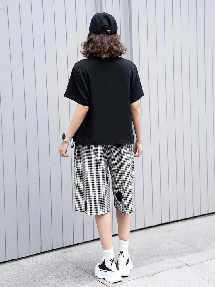 XITAO Folds Patchwork Short Sleeve T-shirts O-neck Solor Color Pullover Loose All Match Tops 2024 Summer New Fashion GJ1037