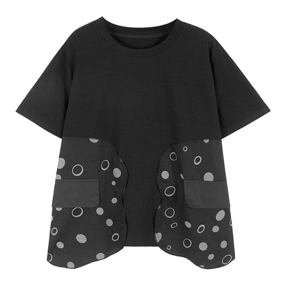 XITAO Loose Patchwork Irregular Dot T-shirts Casual O-neck All-match Short Sleeve Women Summer New Street Trend Top LYD1862