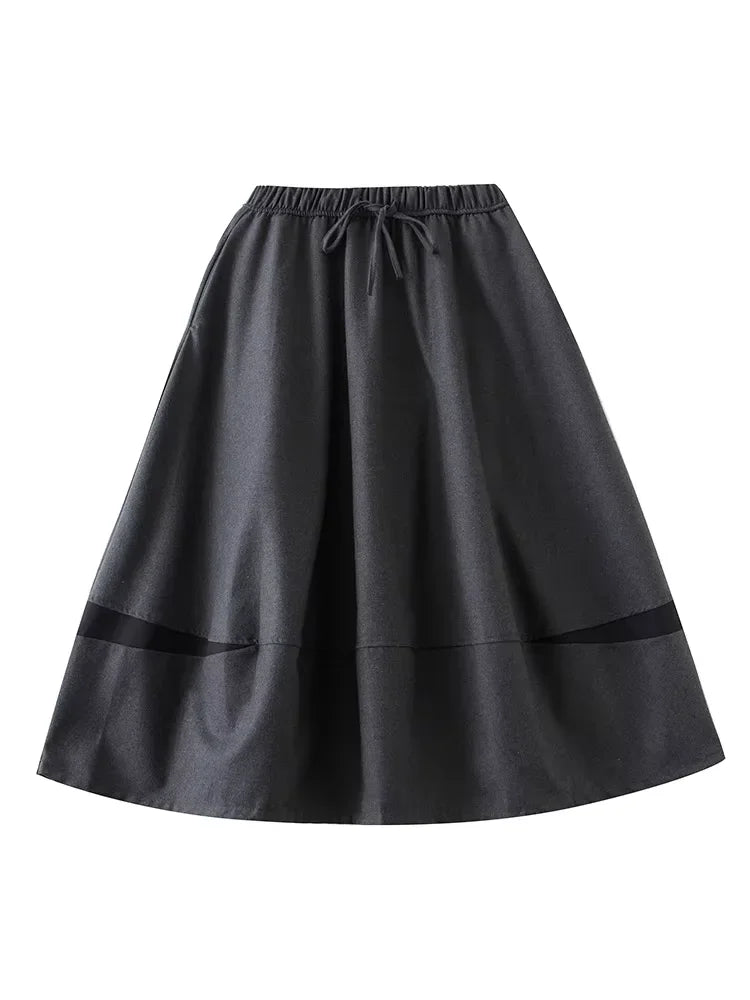 XITAO Casual Fashion Loose Solid Color Skirt Patchwork A-line Mid-calf Contrast Color New Arrival Autumn Women Skirt ZYY1109