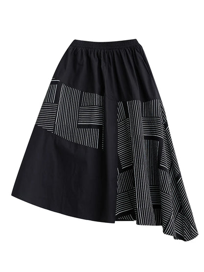 XITAO Loose Printed Female Patchwork Skirt Irregular Simplicity Elastic Waist New Spring Fashion Women A-line Skirt LYD1710