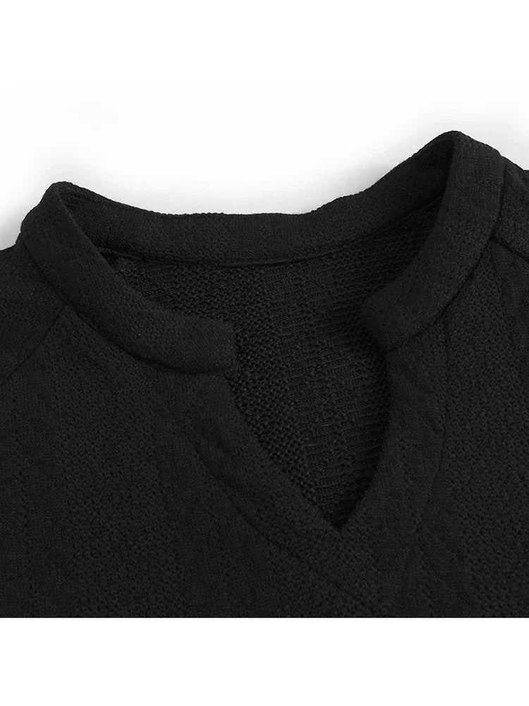 XITAO Knitting Patchwork Solid Loose Women Dress Folding Long Sleeves V-neck Pullover Loose Autumn Female Casual Dress GJ1108