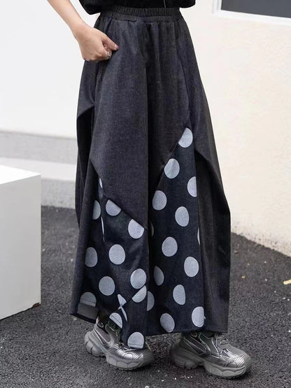 XITAO Asymmetric Patchwork Dot Skirt Loose All-match Trend Women Spring New Casual Elastic Waist Street Wind Skirt GJ1007