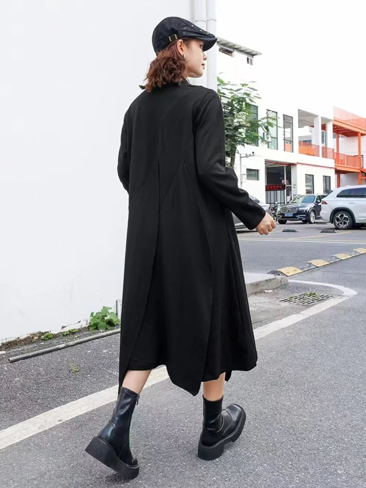 XITAO Asymmetrical Solid Color Patchwork Dresses O-neck Pullover Long Sleeve Loose Casual Slimming Dress 2024 Autumn New GJ1096