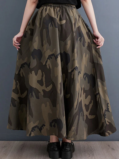 XITAO Casual Print Skirt Temperament Camouflage All-match Women Summer New Arrival A-line Loose Trend Fashion Skirt HQQ0843