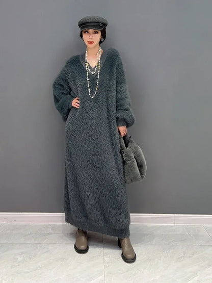 XITAO Pullover Knitting Dress Fashion Small Fresh Full Sleeve Goddess Fan Casual Style Spring Minority Loose Dress WLD13436