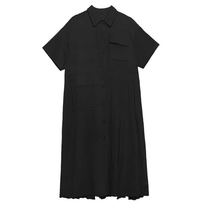 XITAO  Dress Fashion New Women Pocket  Vintage Single Breast Goddess Fan Minority Style Loose Dress DMY4747