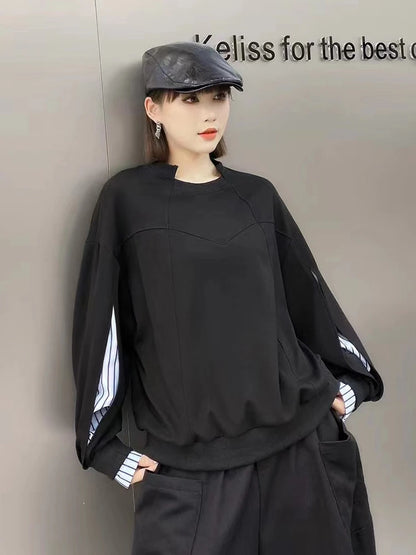 XITAO Asymmetrical Patchwork Solid Color Sweatshirts O-neck Pullover Long Sleeve Loose New Casual All Match LYD1351