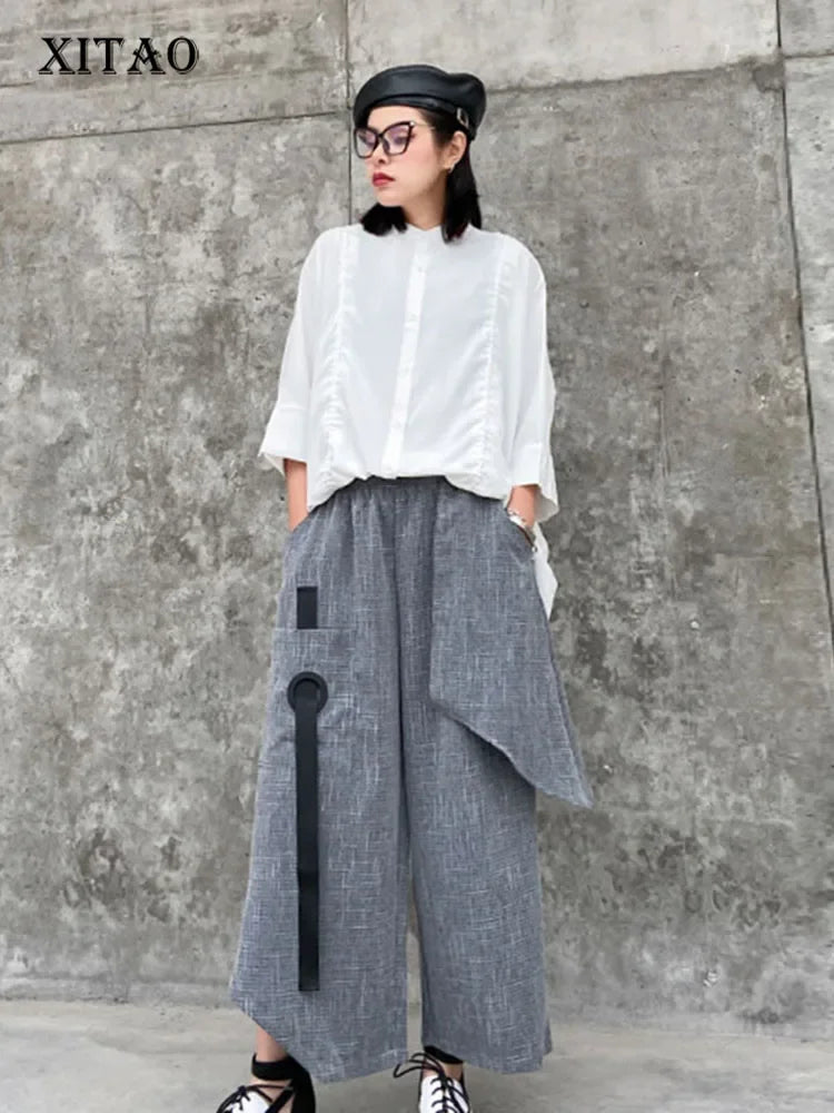 XITAO Korean Fashion Women Loose Hight Waist Sense of Design Casual Pants 2020 Spring Summer New Women The Streets Pants XJ4619