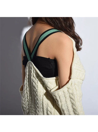 XITAO Backless Strapless Spring Fashion Women Solid Color Knitted Top Female Full Sleeve Pullover Loose Sweater 2024 LJT3758