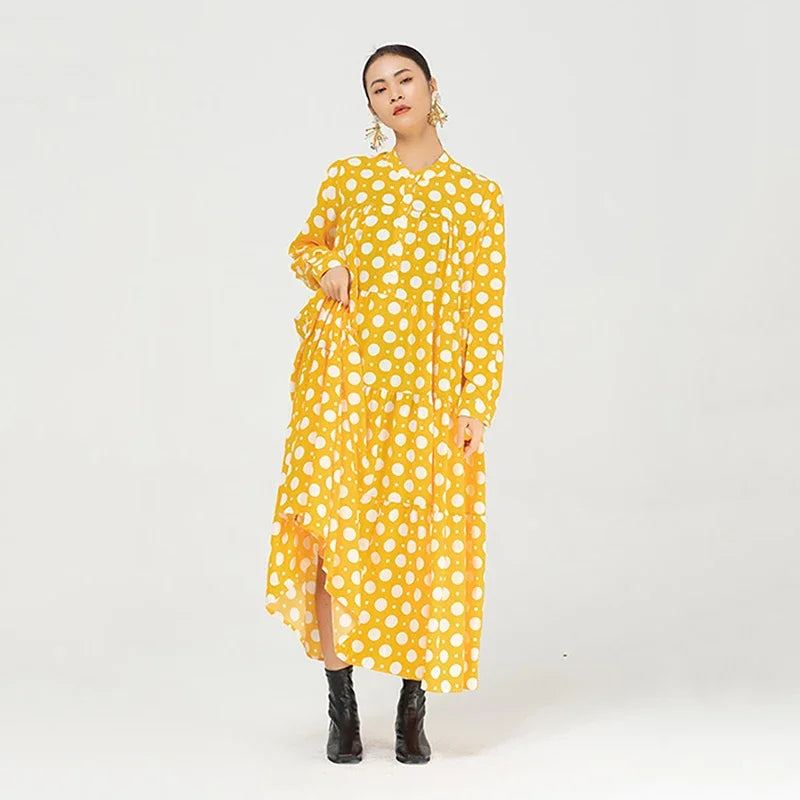 XITAO Polka Dot Cake Dress Pullover Goddess Fan Casual Style Spring Autumn Minority Dress ZY4281