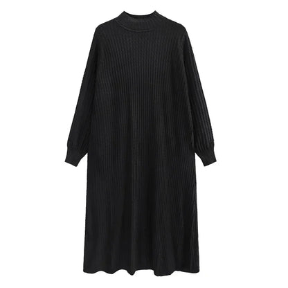 XITAO Solid Color Casual Knitting Dress Loose Fashion Simplicity Temperament Turtleneck Pullover Women Sweater Dress WLD15094