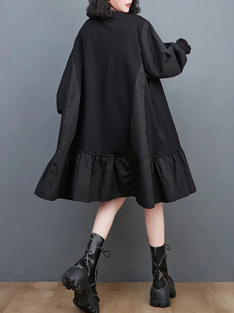 XITAO Loose O-neck Patchwork Female Dress Fashion Trend Street Wind Women Autumn Casual Pullover Simplicity Dress 2023 LYD1042