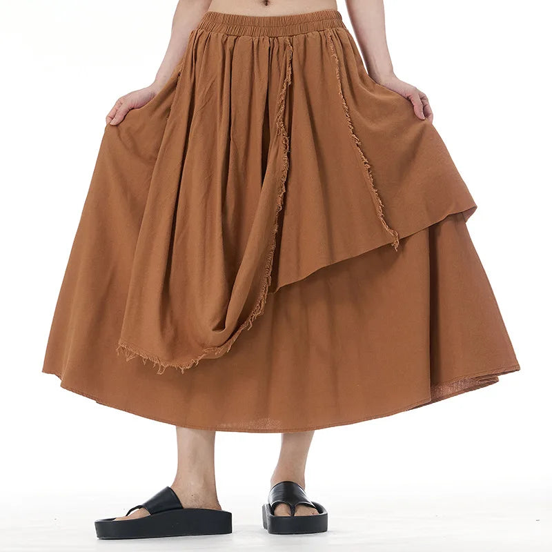 XITAO Solid Color Casual Skirt Asymmetrical Patchwork Women Loose Skirt Summer New Personality Fashion All-match DMJ4143