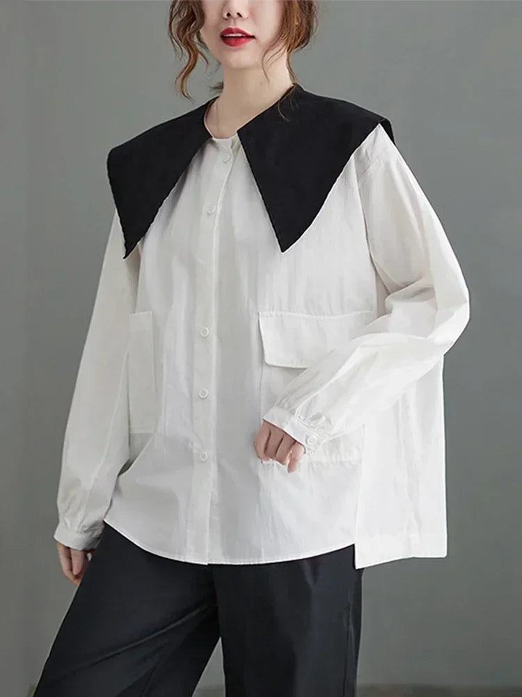 XITAO Loose Casual Shirt Full Sleeve Doll Collar Single Breasted Simplicity Fashion All-match Spring Women Shirt LYD1339